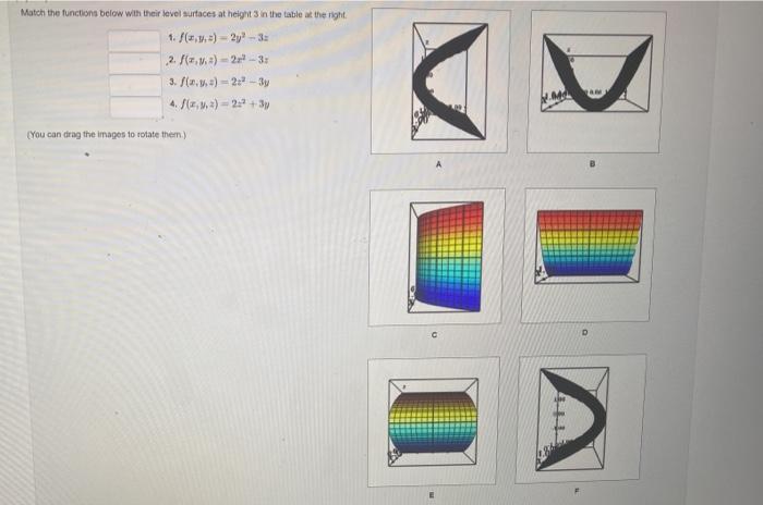 Solved Match the functions below with their level surfaces | Chegg.com