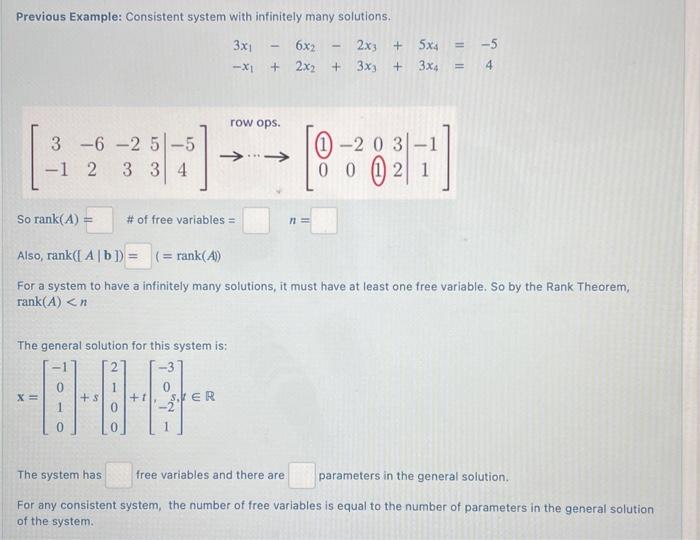 Solved Example: A homogeneous linear system. Recall: A | Chegg.com