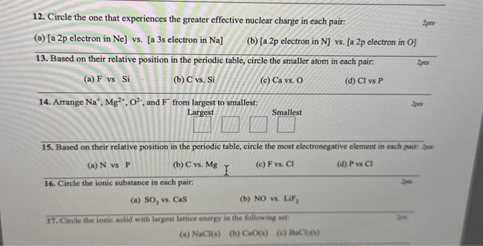 Solved 12. Circle the one that experiences the greater | Chegg.com