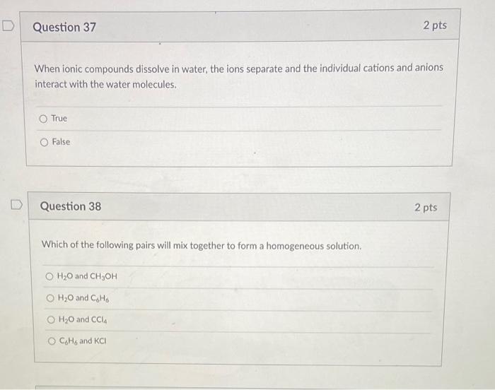 Solved When ionic compounds dissolve in water, the ions