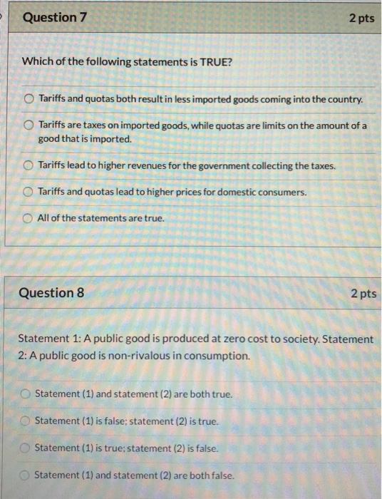Solved Question 7 2 pts Which of the following statements is | Chegg.com