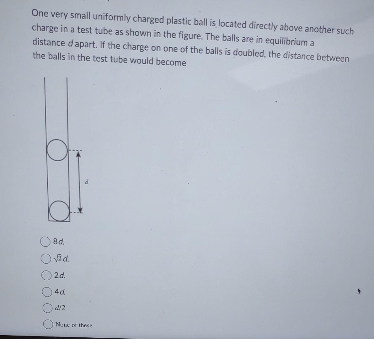 Solved One very small uniformly charged plastic ball is