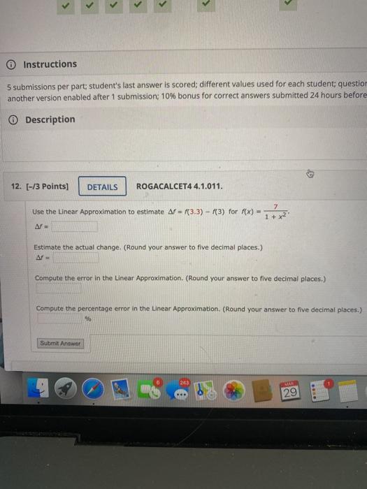 Solved > Instructions 5 submissions per part student's last | Chegg.com