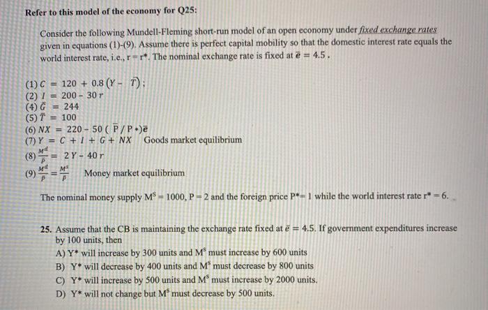 Solved Refer To This Model Of The Economy For Q25 Consid Chegg Com