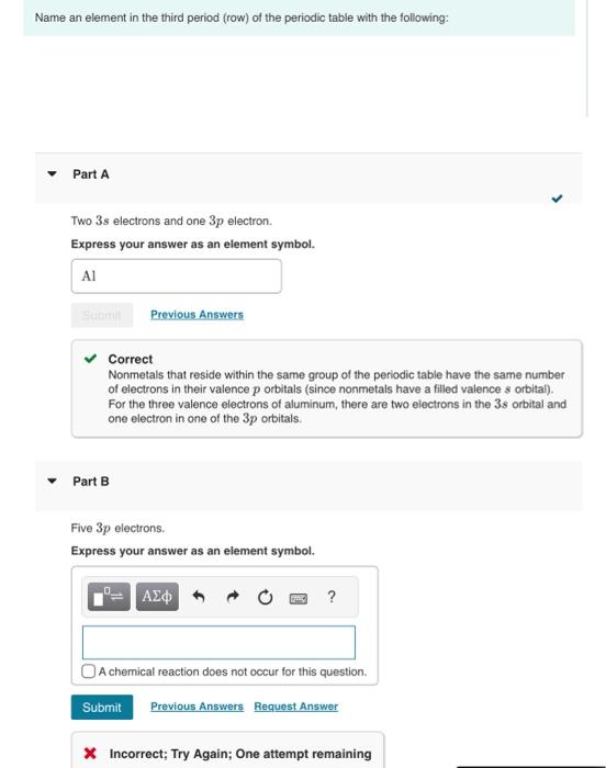 Solved Name an element in the third period row of the Chegg