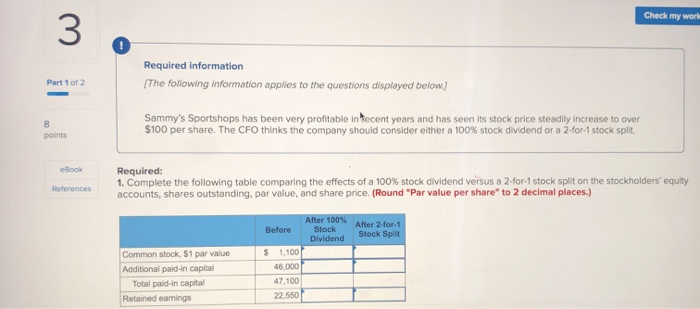 Solved Check my work Required information The following | Chegg.com