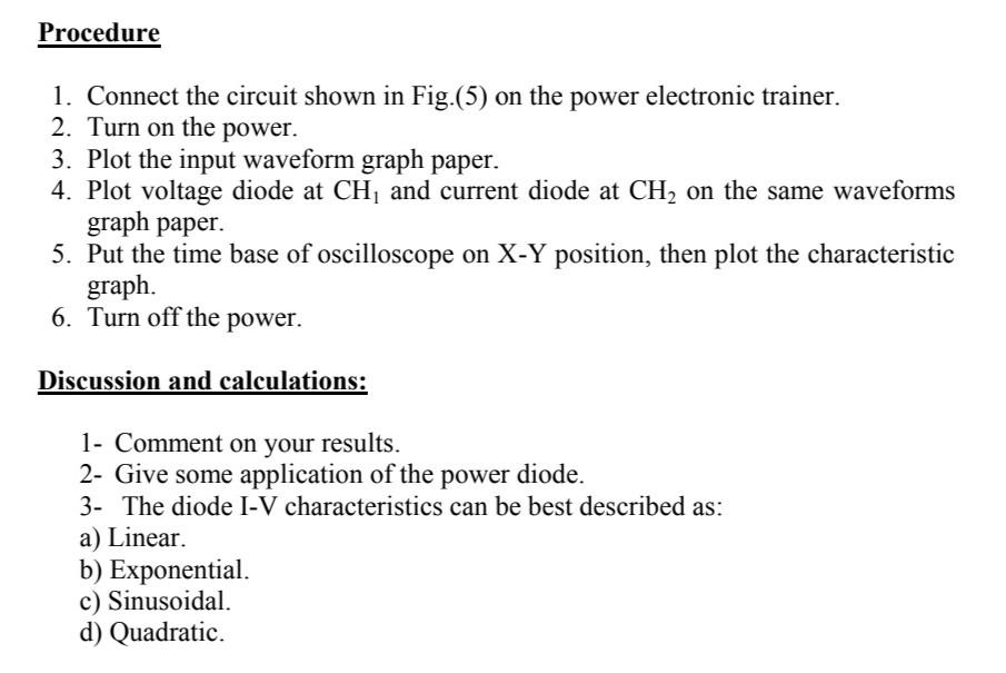 Solved Experiment No. 2 Power diode Characteristics