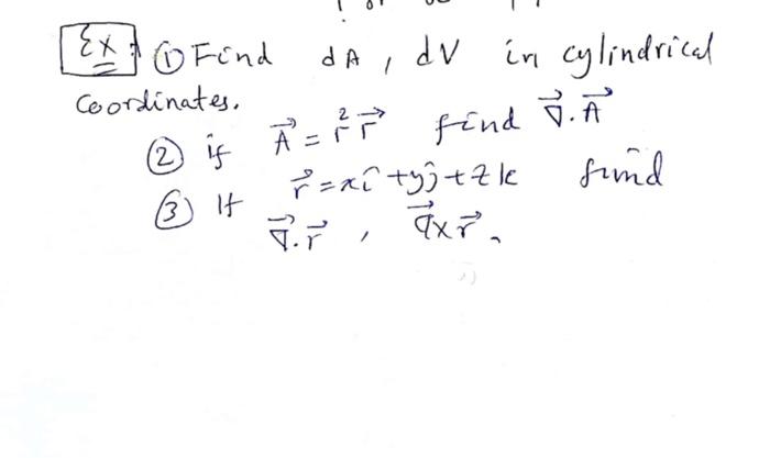 Solved X A Find da da, dv in cylindrical Coordinates, År | Chegg.com