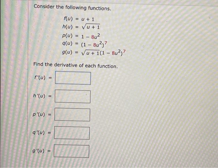 Solved Consider The Following Functions. | Chegg.com