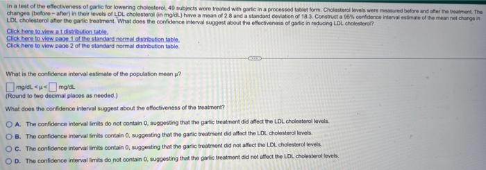 Solved changes (before - after) in their levels of LDL | Chegg.com