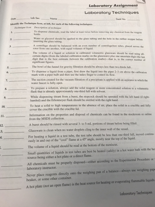 laboratory assignment laboratory techniques answers