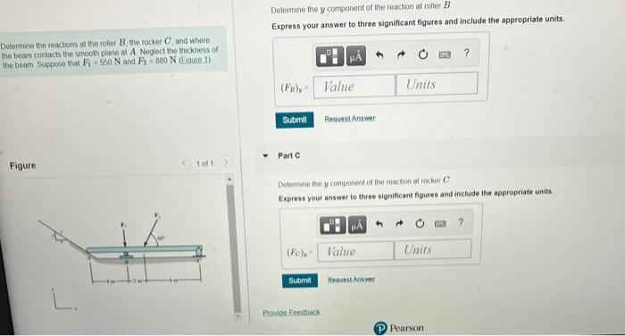 Solved Determine The Reactions At The Roller B The Rocker C, | Chegg.com