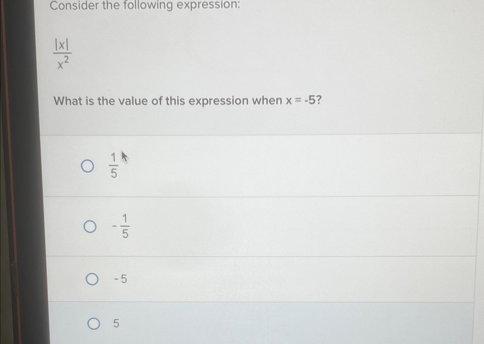 find the value of the following expression for x=2