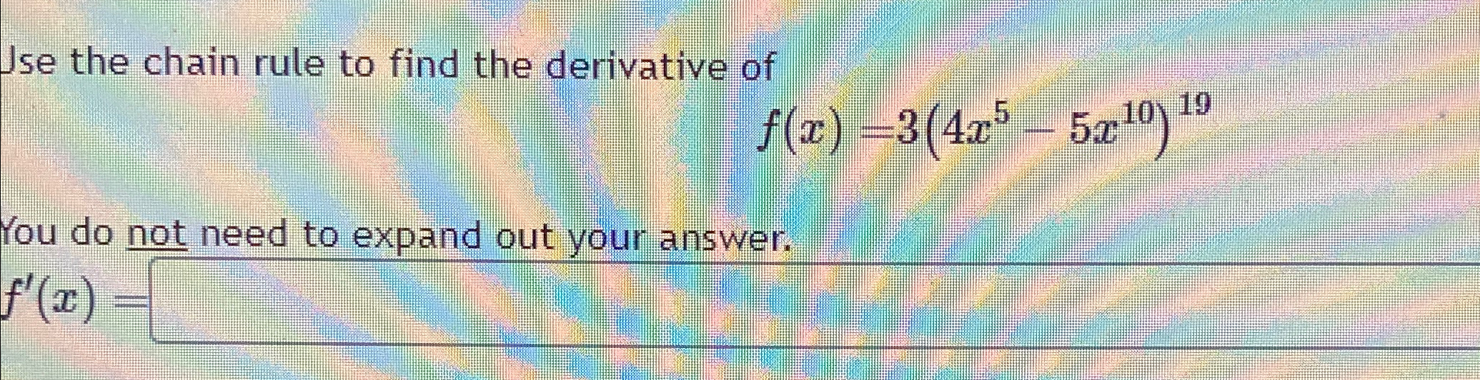 Solved Use the chain rule to find the derivative | Chegg.com