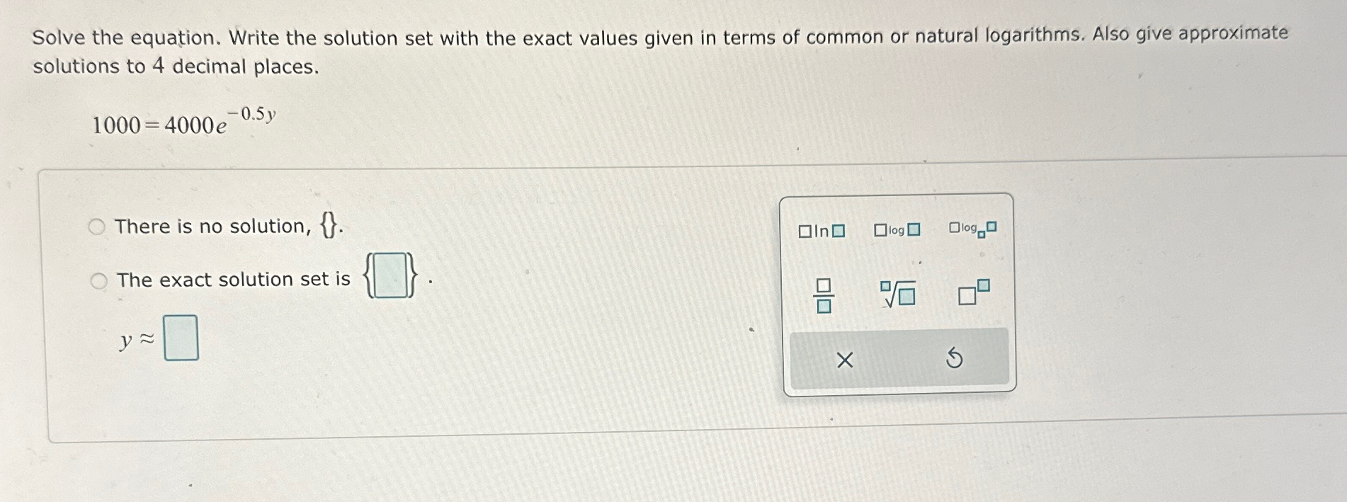 Solved Solve the equation. Write the solution set with the | Chegg.com