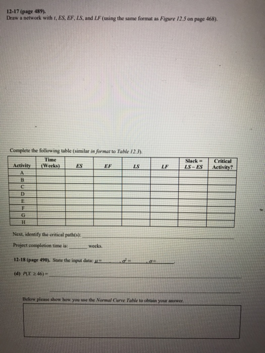 Solved 12-17 (page 489) Complete the following table | Chegg.com