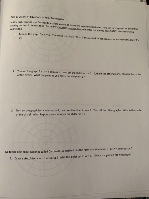 Solved Polar Coordinates Lab Directions Complete The Lab In Chegg Com