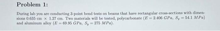 Solved Problem 1: During Lab You Are Conducting 3-point Bend | Chegg.com