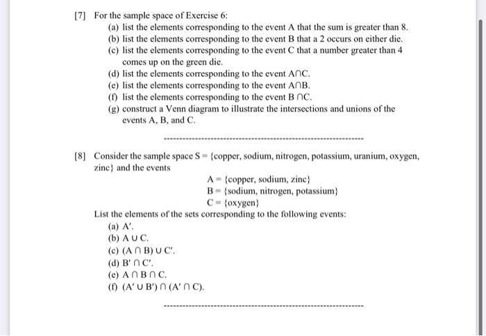 Solved [1] List the elements of each of the following sample | Chegg.com