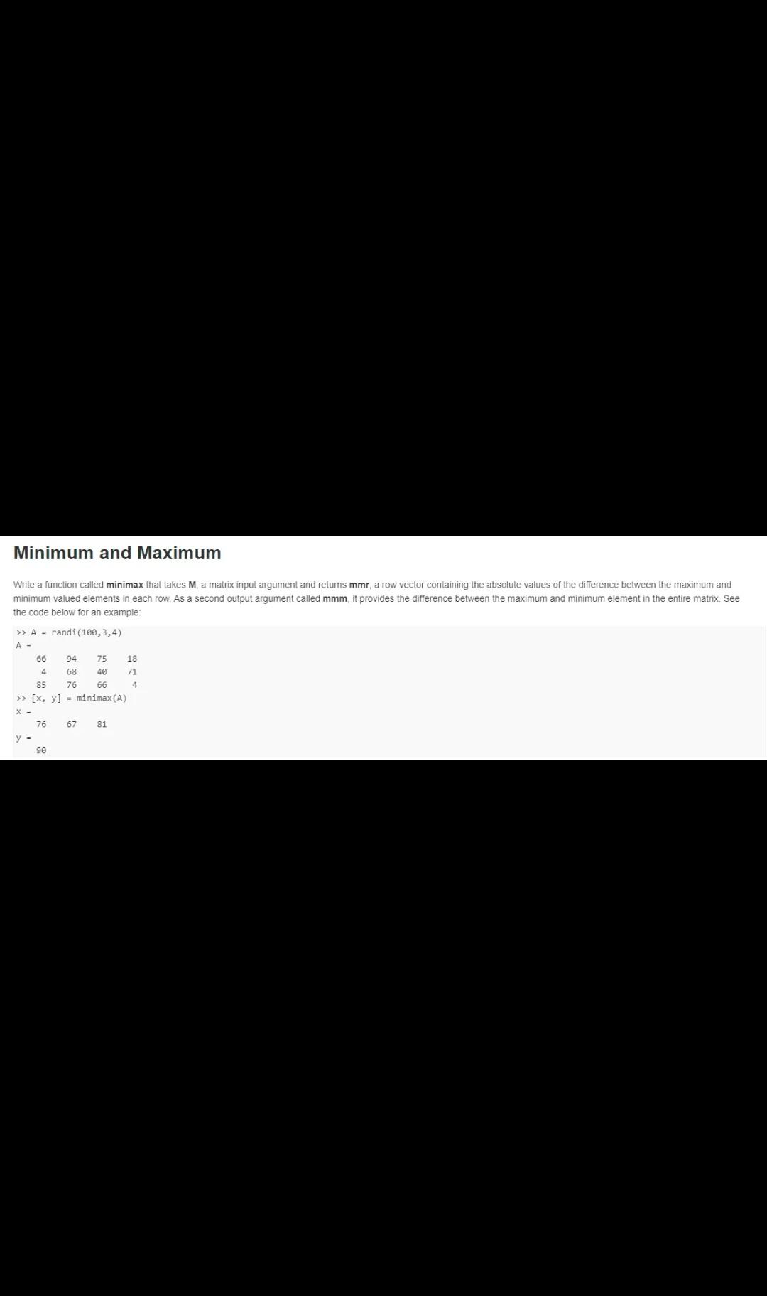 Solved Minimum and Maximum Write a function called minimax | Chegg.com