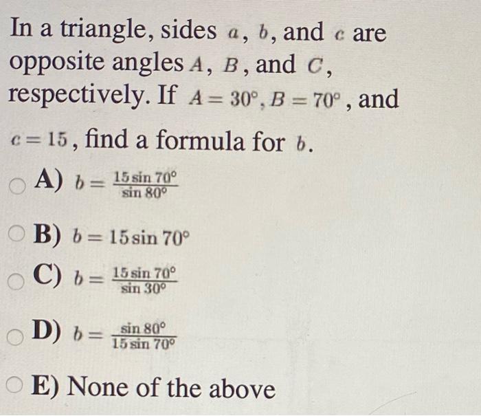 Solved In a triangle sides a b and c are opposite angles