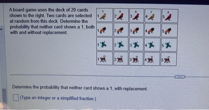 Solved A board game uses the deck of 20 cards shown to the | Chegg.com