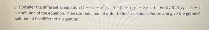 Solved 1. Consider the differential equation | Chegg.com