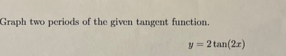 Solved Graph two periods of the given tangent | Chegg.com