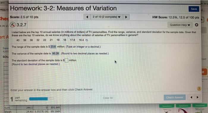 Solved an Save mogao Homework: 3-2: Measures of Variation | Chegg.com