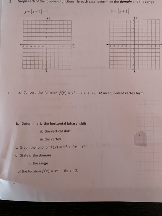 Solved 2 Graph Each Of The Following Functions In Each C Chegg Com