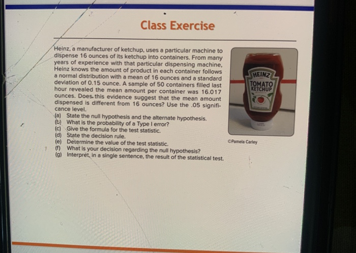Solved Class Exercise HEINZ TOMATO KETCHUP Heinz, a | Chegg.com