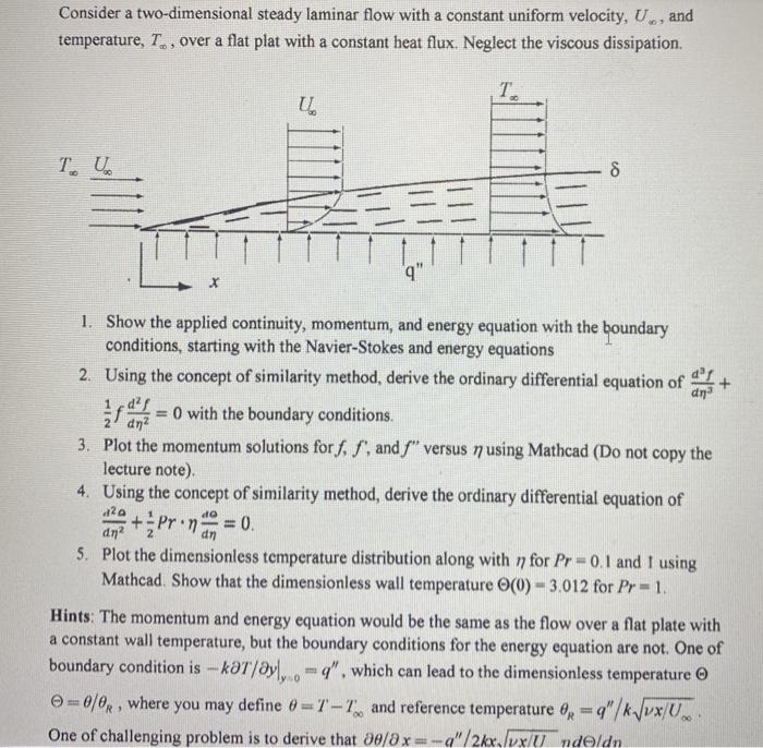 Solved Consider a two-dimensional steady laminar flow with a | Chegg.com