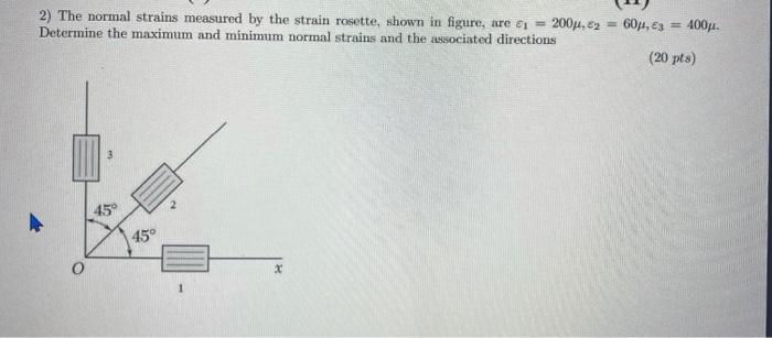 Solved 2) The normal strains measured by the strain rosette, | Chegg.com
