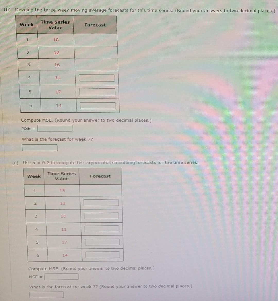 Solved Consider The Following Time Series Data. The Data | Chegg.com