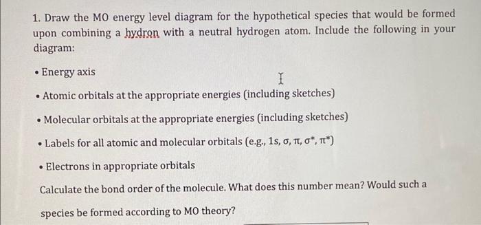 Solved 1. Draw the MO energy level diagram for the | Chegg.com