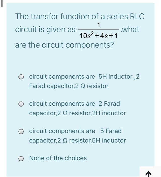 Solved The transfer function of a series RLC 1 circuit is | Chegg.com