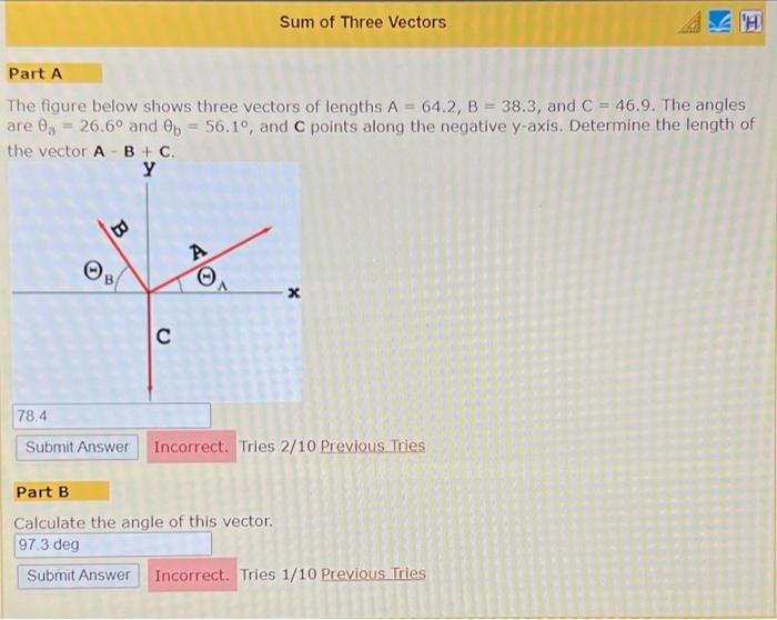 Solved Part A The Figure Below Shows Three Vectors Of Chegg Com