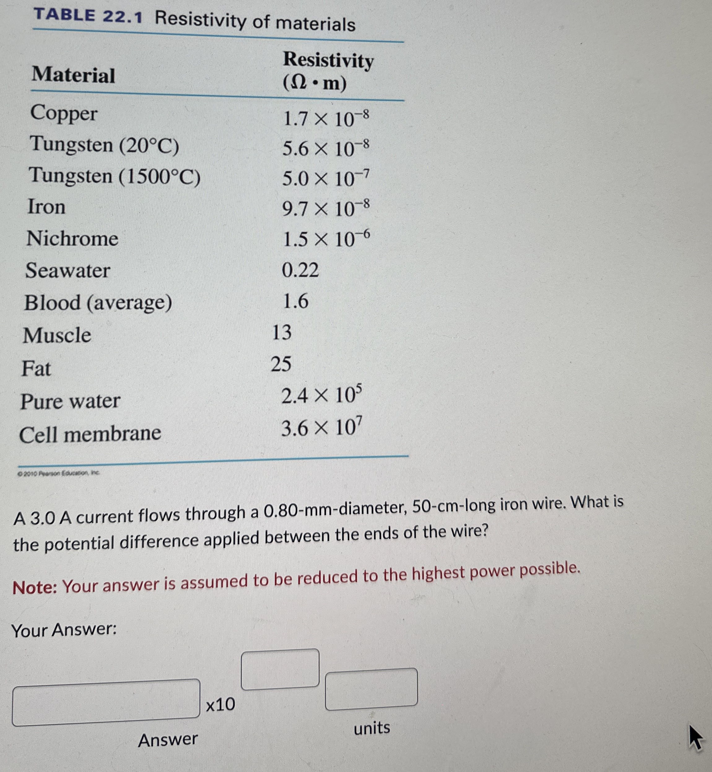 Solved TABLE 22.1 ﻿Resistivity of | Chegg.com