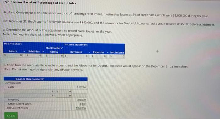 Solved Credit Losses Based On Percentage Of Credit Sales | Chegg.com