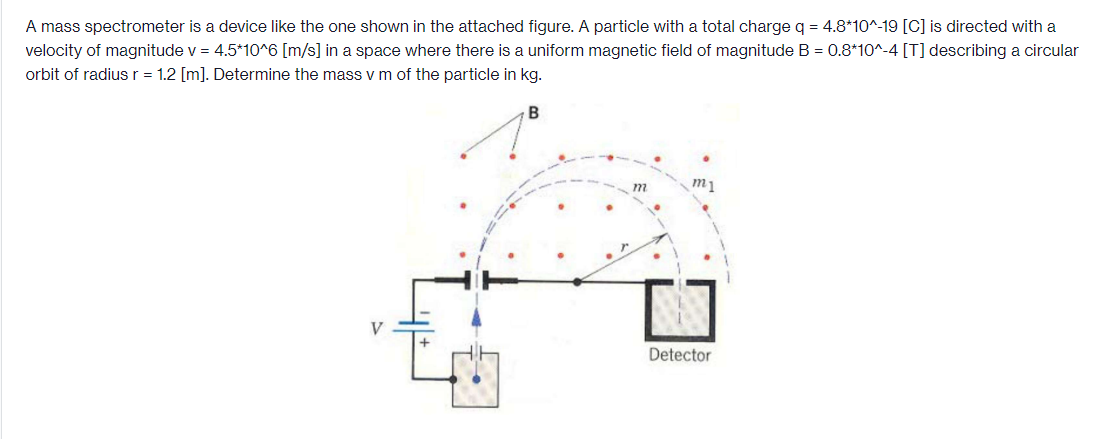 Solved A mass spectrometer is a device like the one shown in | Chegg.com