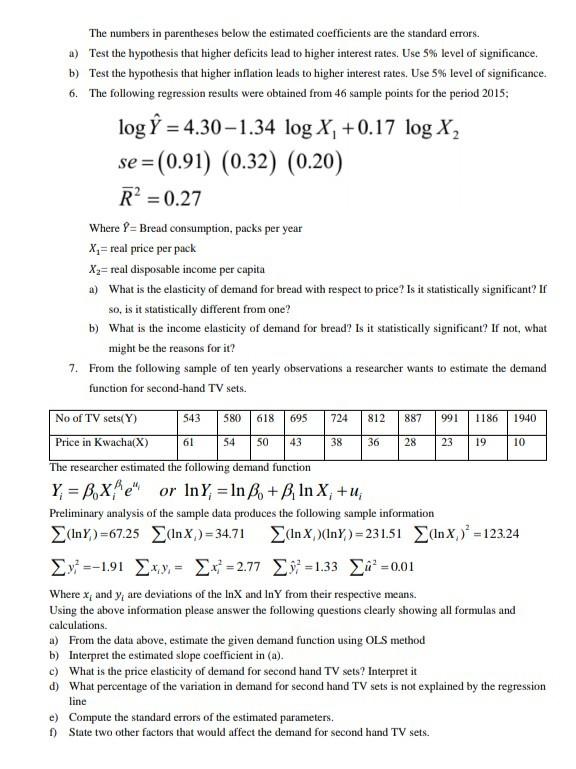 Solved 1 State The Ols Estimation Criterion And Derive T Chegg Com