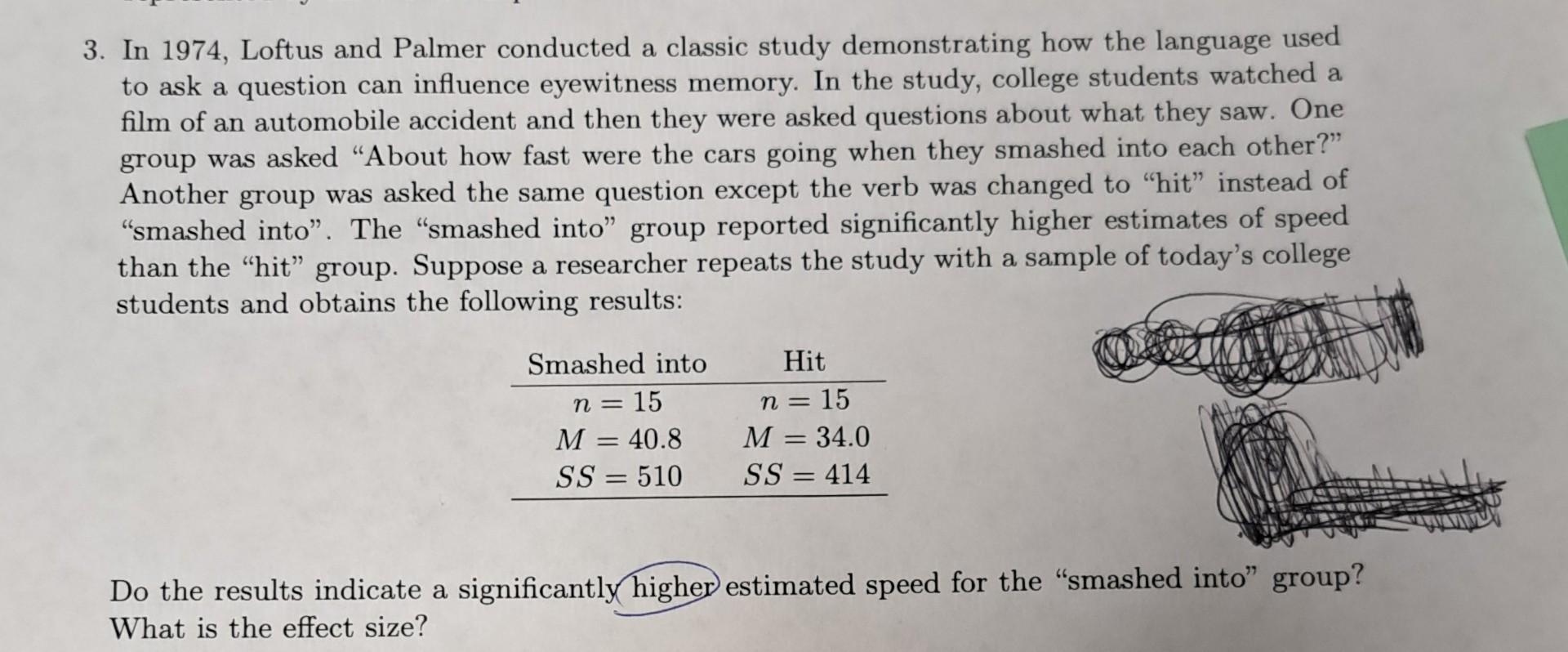 Solved 3. In 1974, Loftus and Palmer conducted a classic