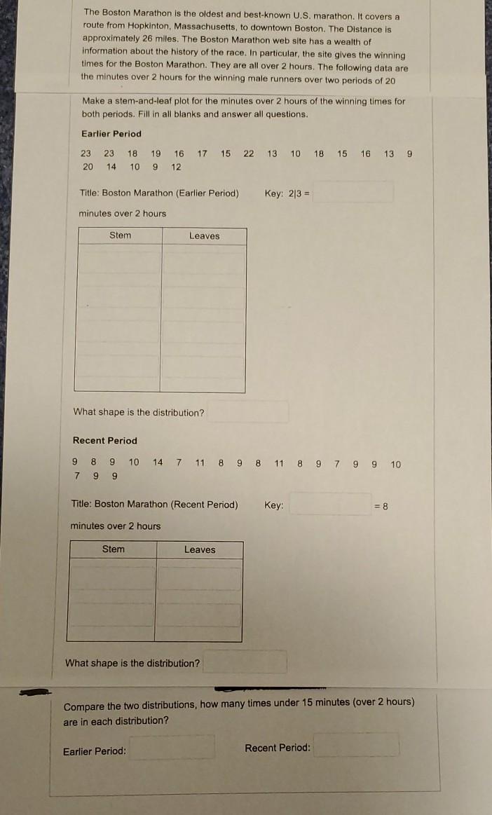 Solved The Boston Marathon is the oldest and bestknown U.S.