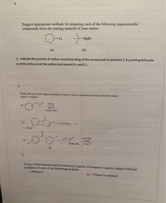 Solved Suggest appropriate methods for preparing each of the