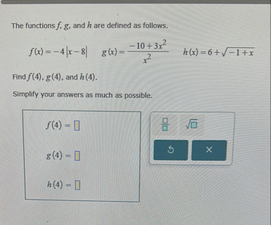 Solved The functions f,g, ﻿and h ﻿are defined as | Chegg.com