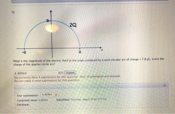 Solved 5) 20 -a a What is the magnitude of the electric | Chegg.com