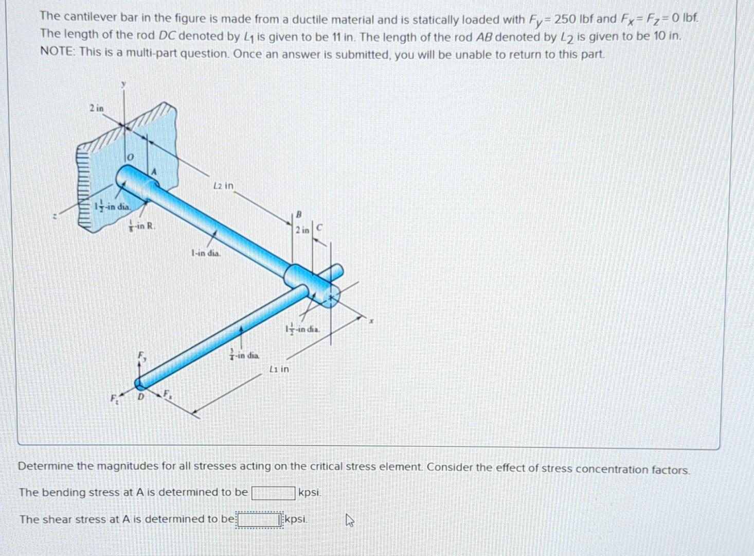 Solved The cantilever bar in the figure is made from a | Chegg.com