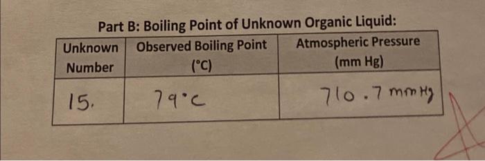 Solved Part B: Boiling Point of Unknown Organic Liquid:Q4. | Chegg.com