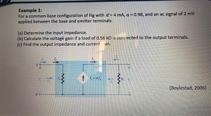 Solved Example 1: For A Common-base Configuration Of Fig | Chegg.com