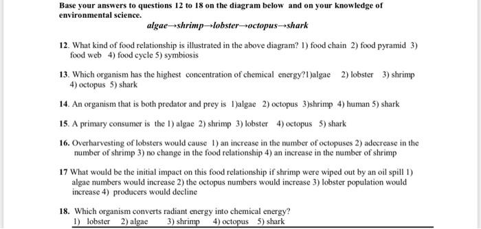 Solved Base your answers to questions 12 to 18 on the | Chegg.com